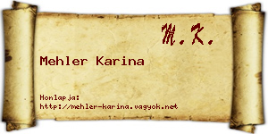 Mehler Karina névjegykártya
